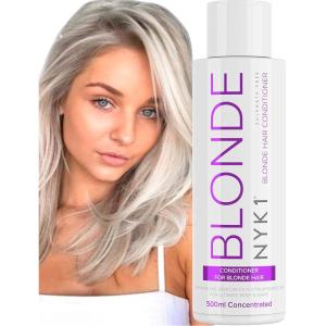imageNYK1 Purple Conditioner for Blonde Hair 500ml SULFATE FREE Silver Conditioner to Neutralize Bleached Grey ampamp Brassy Yellow Tones  Moisturizing Platinum Blonde Conditioners For Soft ampamp Shiny Hair